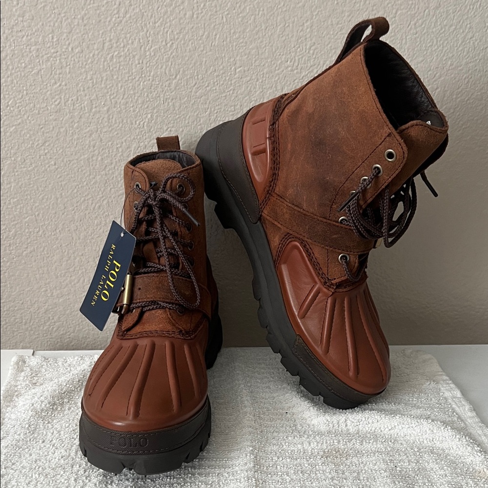 SOLD!!! 
Polo by Ralph Lauren Men's Tan and Brown Rain Boots
